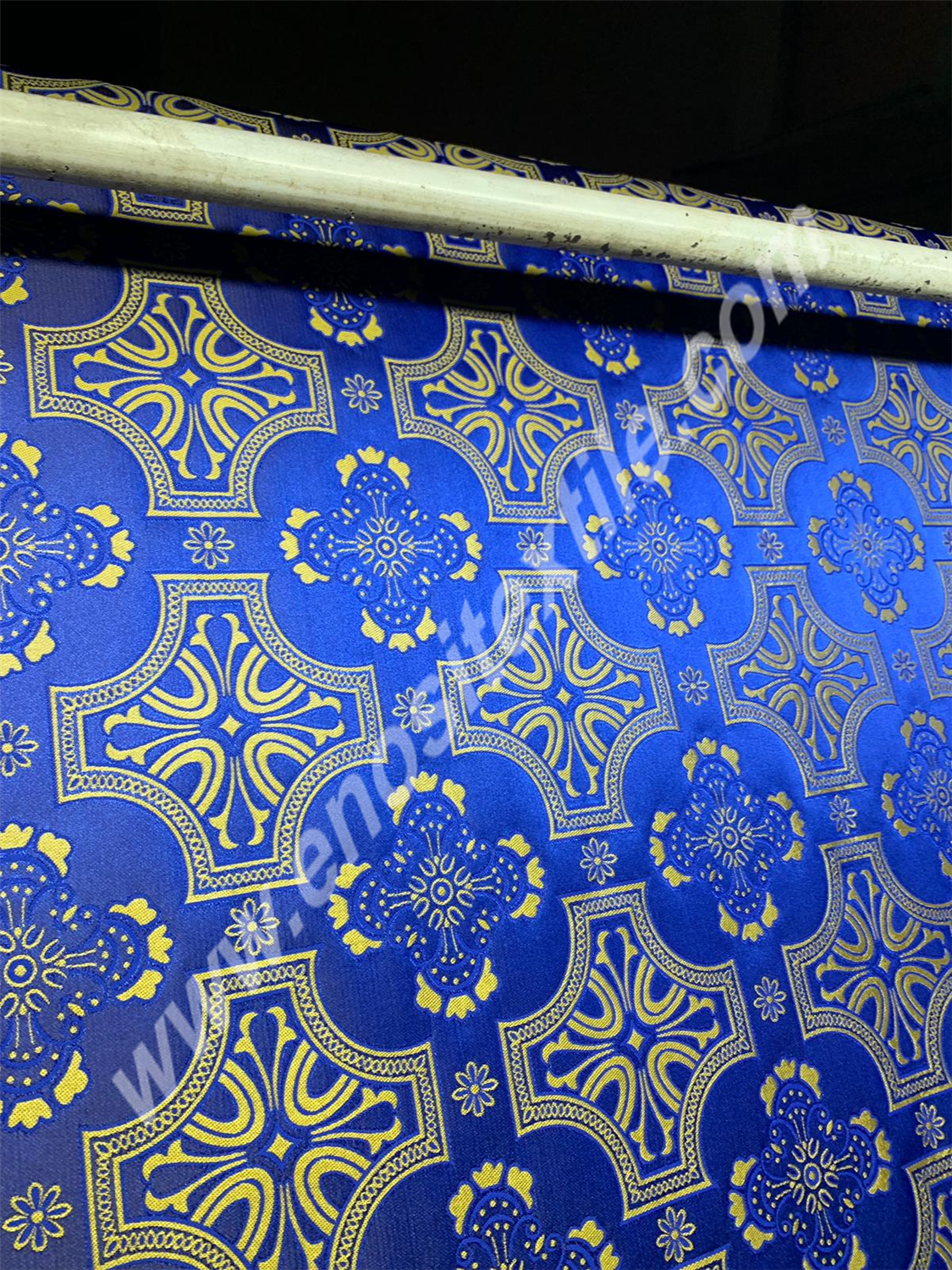 KL-032 Dark Blue-Gold Brocade Fabrics